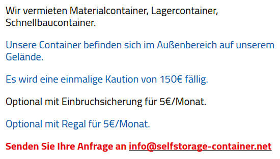 Lagerboxen f&uuml;r 74182 Obersulm